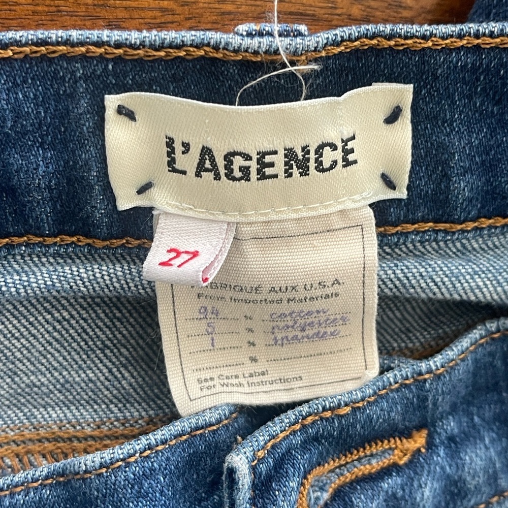 L’Agence El Matador High Rise Slim Denim Jeans Raw Hem Blue Sz 27 - Picture 6 of 12